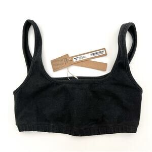 Skims XS Scoop Bralette Cropped Tank Top in Washed Onyx Black NWT Brand New